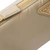 Prada Re-Nylon 2002 Enamel Metal Triangle Logo Zipper Closure Recycled Nylon And Glossy Leather Tote Shoulder Bag Women Bags Beige 1BC201_R789_F0F24