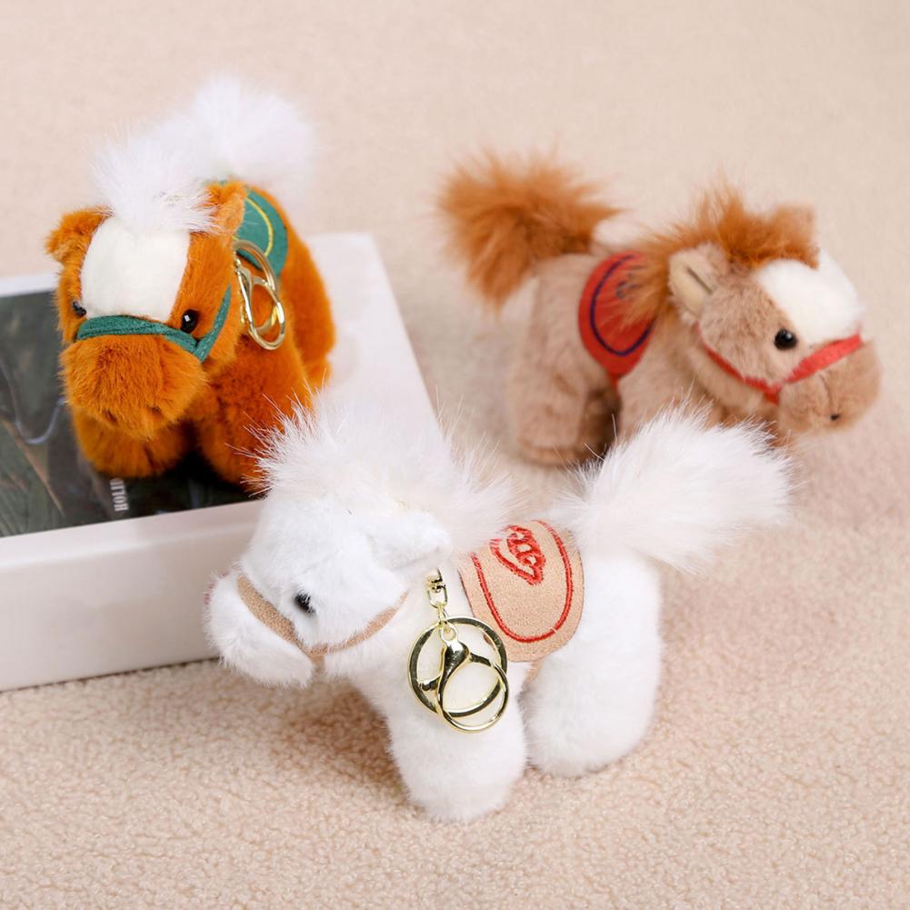 Plush Soft Doll Pony Plush Keychain Soft Stuffed Cute Backpack Charm Year Of Horse Mascot Pendant Doll Creative Gift Ornament