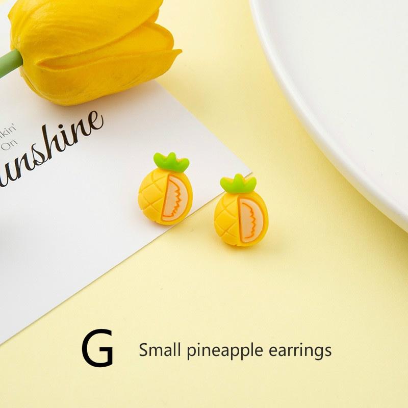 Yellow Lemon Fresh Earrings Female Summer New Joker Earrings Sweet Temperament Earrings