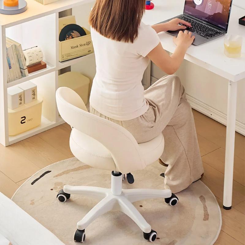 Home Makeup Chair for Women, Swivel Adjustable Desk Stool with Cat-Claw PU Leather and Liftable Backrest, Study & Vanity Seat