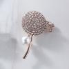 Temperament Dandelion Inlaid Diamond Brooch, Women'S Coat Pearl Corsage Suit Accessories Pin