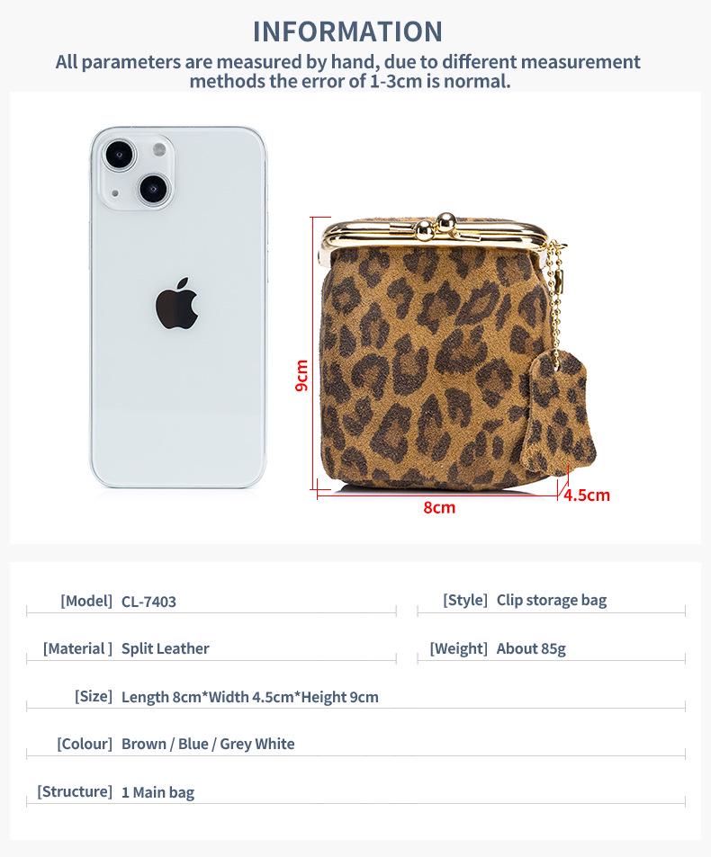 Genuine Leather Mini Leopard Print Coin Purse – Multi-functional Storage Bag for Women