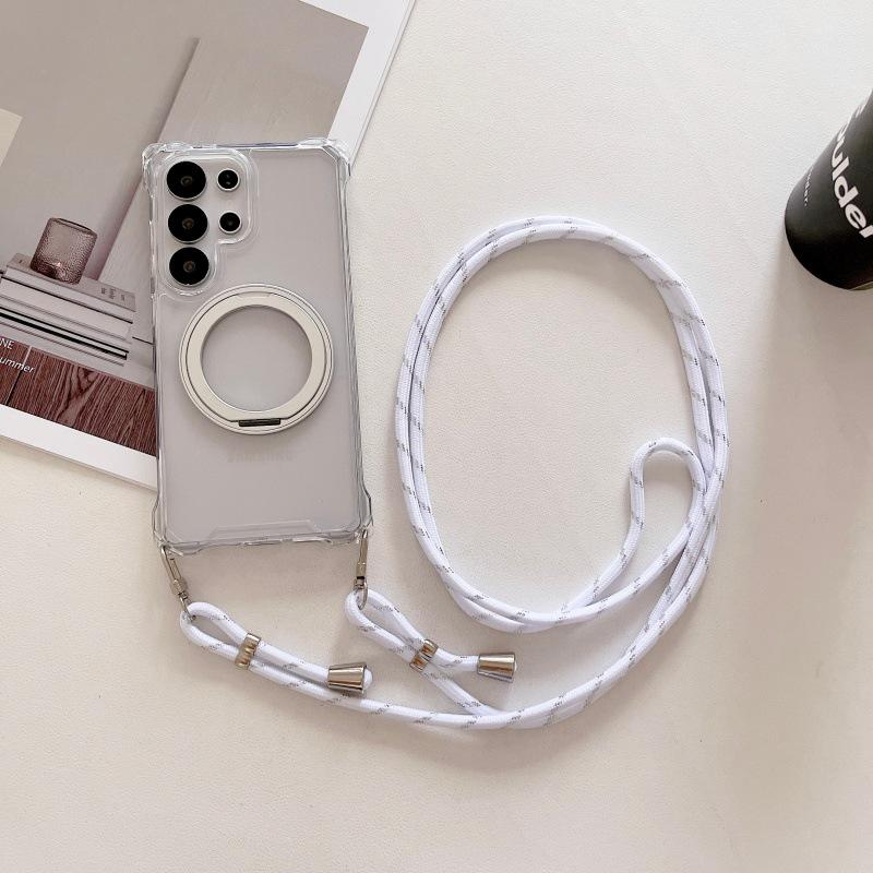

Samsung S26/S25Plus/S24/S23/A17/A36/A56 Phone Case with 360° Rotating Stand and Four-Corner Lanyard Samsung S24Ultra