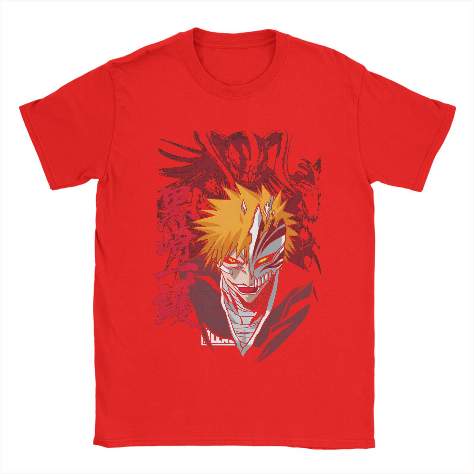 Bleach Ichigo Kurosaki T Shirts for Men Cotton Vintage T-Shirt Crewneck Tee Shirt Short Sleeve Clothes New Arrival S