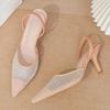 Sandale de Lux Strălucitoare cu Strass Femei Vară Sexy Plasă Vârf Ascuțit Slingbacks Toc Subțire Înalt Pantofi Eleganti pentru Petrecere