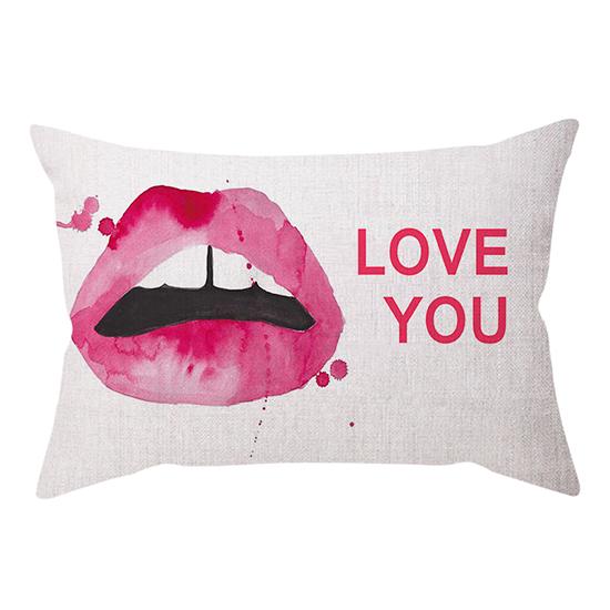 Love Pattern Decorative Pillow Case Valentine'S Day Romantic Heart Sexy Lips Kiss Gift Cotton Linen Sofa Cushion Cover Cojines