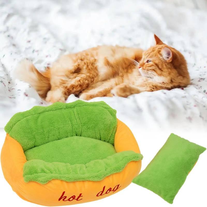 Cushion Pet Bed Hot Dog House Lounger Warm Removable Washable Cat Animal Kennel