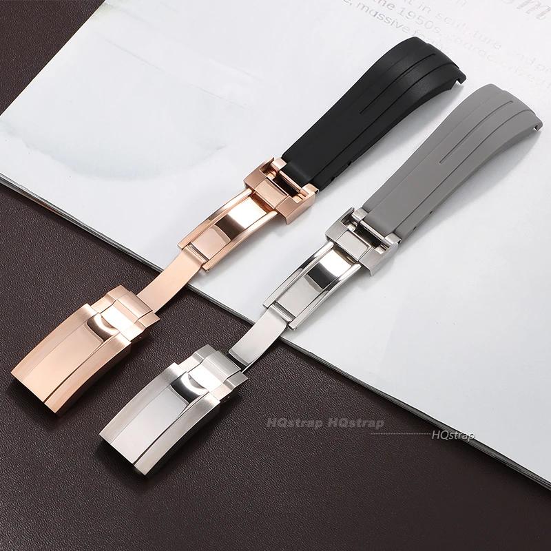 20mm 21mm 22mm Gummi-Uhrenarmband für Rolex Submariner für GMT für Daytona Silikonband Wasserdicht Gebogenes Ende Sport-Uhrenarmband