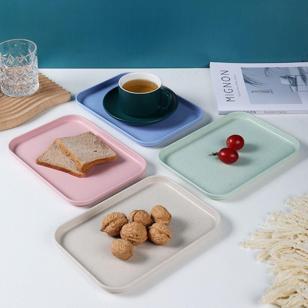 Eco-friendly Rectangular Tray Cutlery Tray Wheat Straw Tray Durable Bread Pan  Restaurant