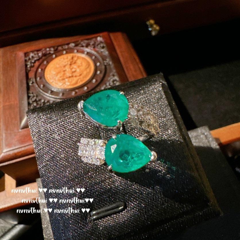 Mojito Green Water Drop Gemstone Ring, Rich Woman'S Happiness, Plated With 18K Gold, Para Luxury Flower Zircon Ring.