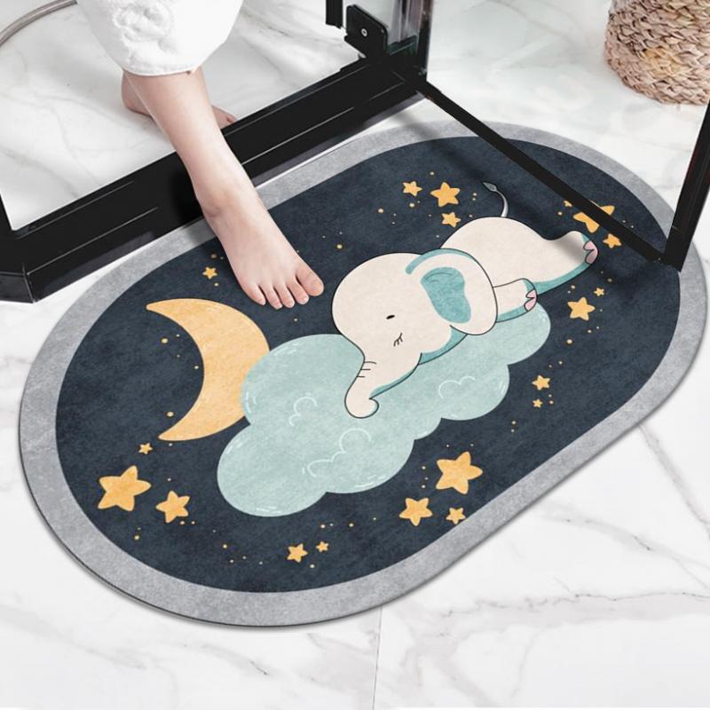 Soft diatom mud bathroom absorbent floor mat toilet non-slip mat household door mat kitchen dirt-resistant foot mat