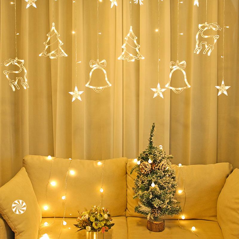 AC 110V Christmas Tree Deer Bells String Lights Fairy Lights Outdoor Decoration