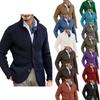 Stand Collar Men Cardigan Long Sleeve Pockets Thickened Cardigan Sweater Jackets Winter Solid Color Buttons Knitted Sweater Coat