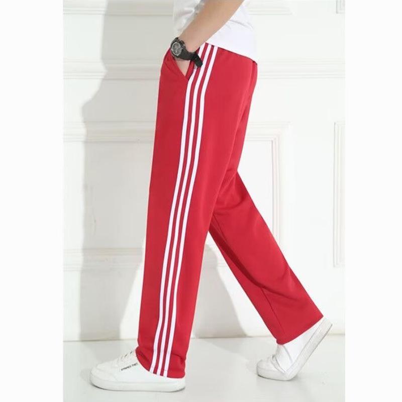 Global Finds Winter Heren Fleece Joggers: Casual Sportbroek met Drie Strepen, Losvallend, Rechte Pijpen XL