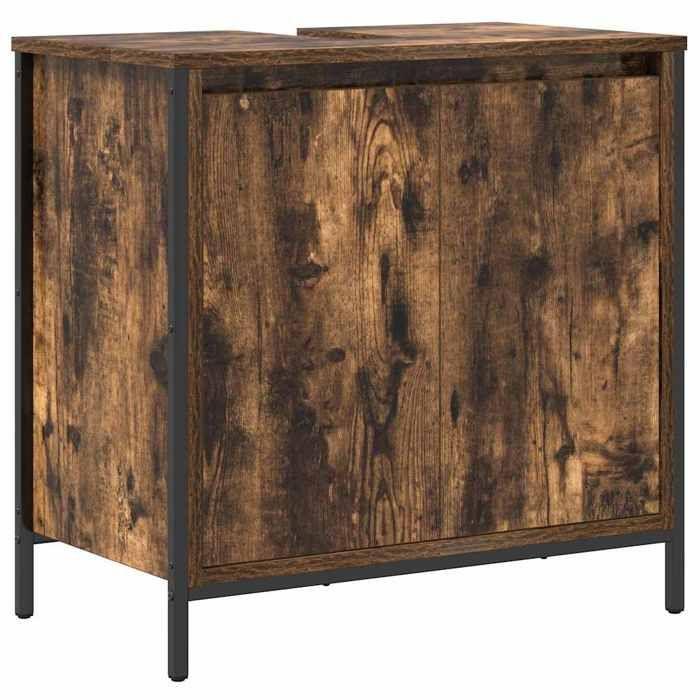VidaXL Bathroom Vanity Unit Smoked Oak 60x34.5x60 Cm, Toilet Washbasin Cabinet, Under-Sink Cabinet, Floor Cabinet 861894