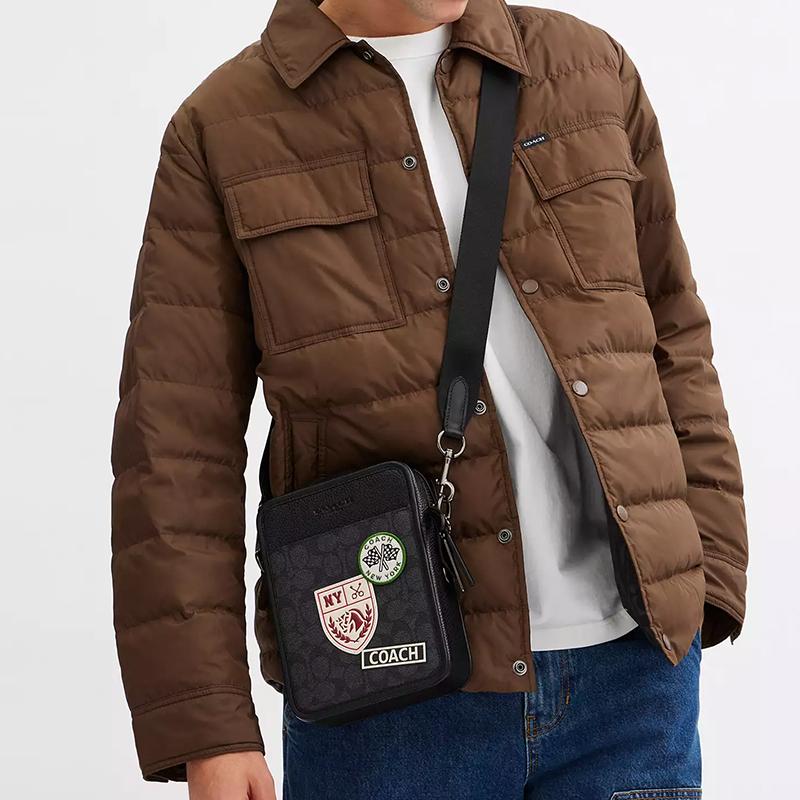 COACH Sullivan Coated Canvas Crossbody Bag, Shoulder Bag Small Men's Charcoal CY894-QBA5F