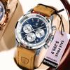 High Quality Sport Chronograph Men Quartz Watches Luxury Leather Wristwatch Waterproof Luminous Watch for Men