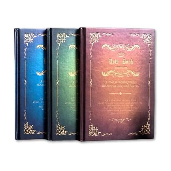 [HYmish] Antique Design Notebook Magic Book Style Vintage Retro A5 Diary Notepad Stylish 3 Color Set (Blue, Green, Brown)