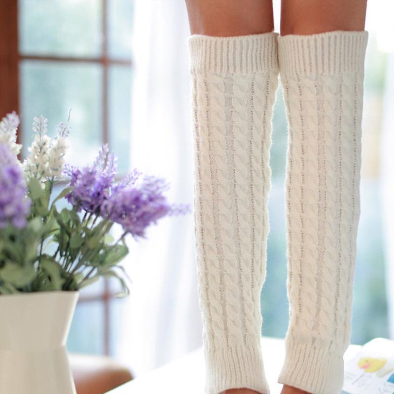 Korean Style Women's Thick Cable Knit Slouch Socks, 85g - Autumn/Winter Wool Leg Warmers & Boot Covers