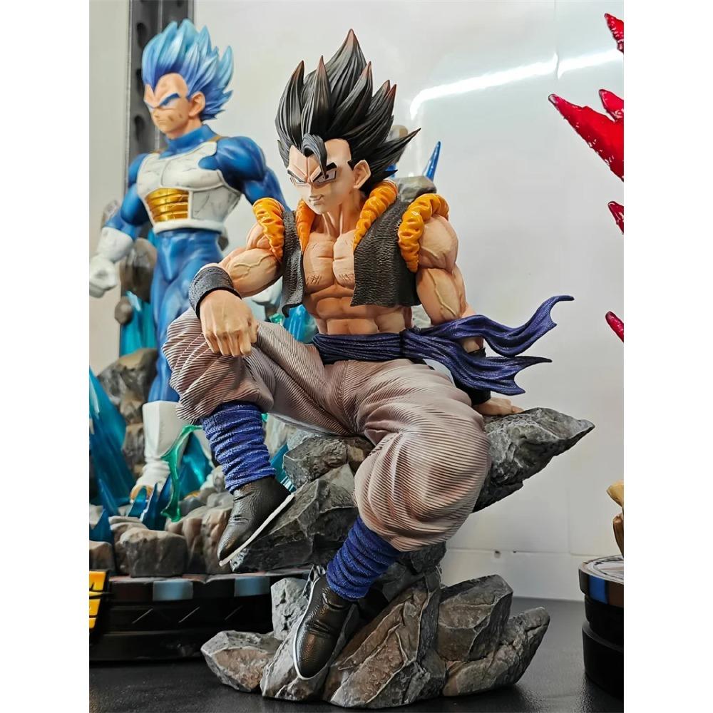 2024 25cm Anime Dragon Ball Figure Gk Three Head Replaceable Sitting Posture Gogeta Figure Model Ornaments Toy Birthday Gift