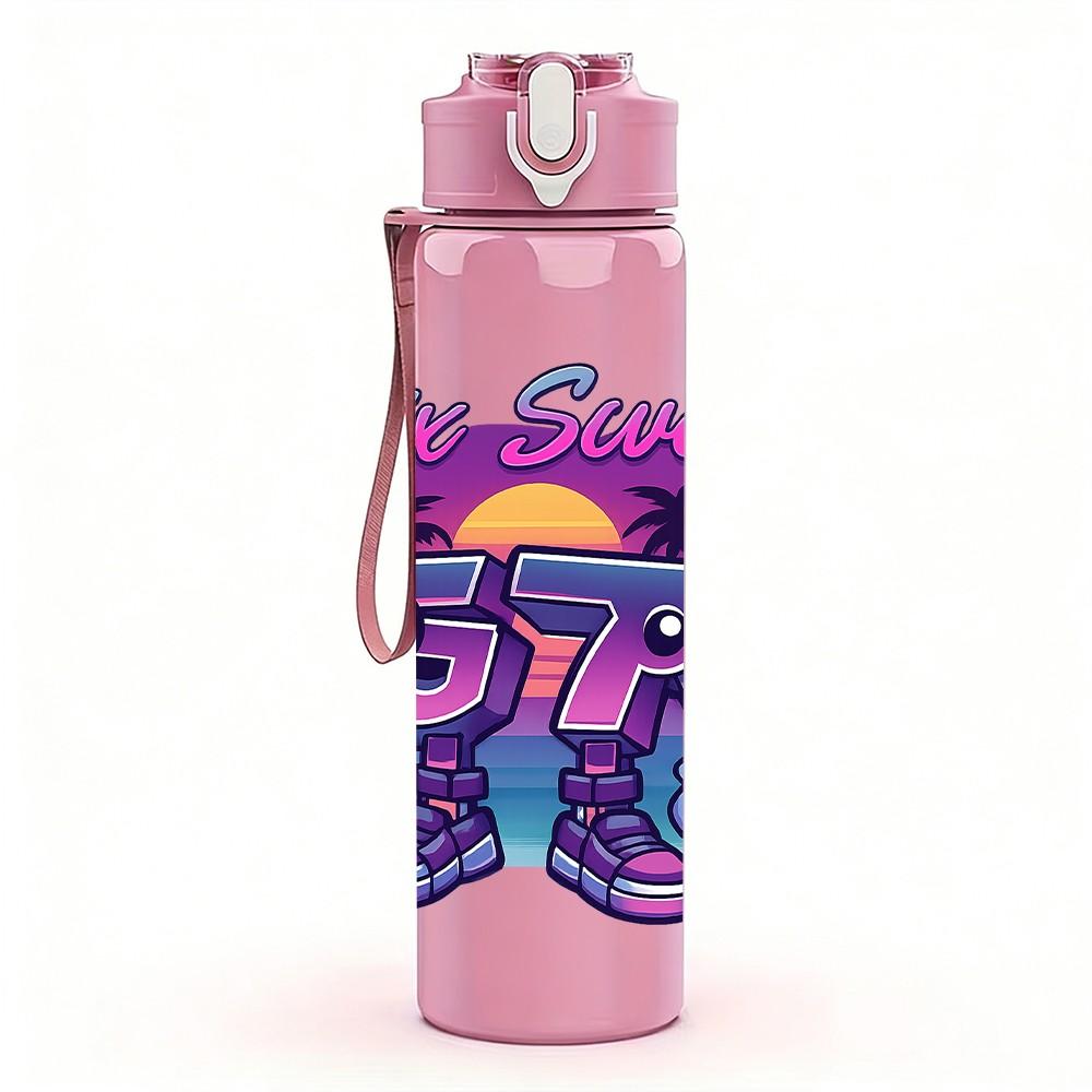 1PC Graffiti Sneaker Shoe Print 750ml Color Plastic Sports Water Bottle Leakproof Flip Straw Lid Suitable for Sports Office Home Use