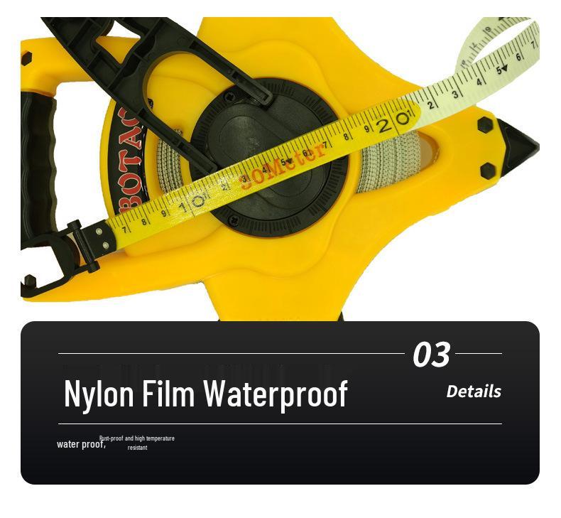 30m Yellow Plastic Shell Steel Frame Measuring Tape with Fiberglass Hand Crank for Engineering Surveying