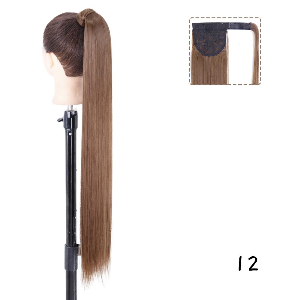 MERISIHAIR Women Long Deep Wavy Warp Around Ponytail Synthetic Fiber Long Brown Wavy Ponytail Hair Extensions Daily Wear