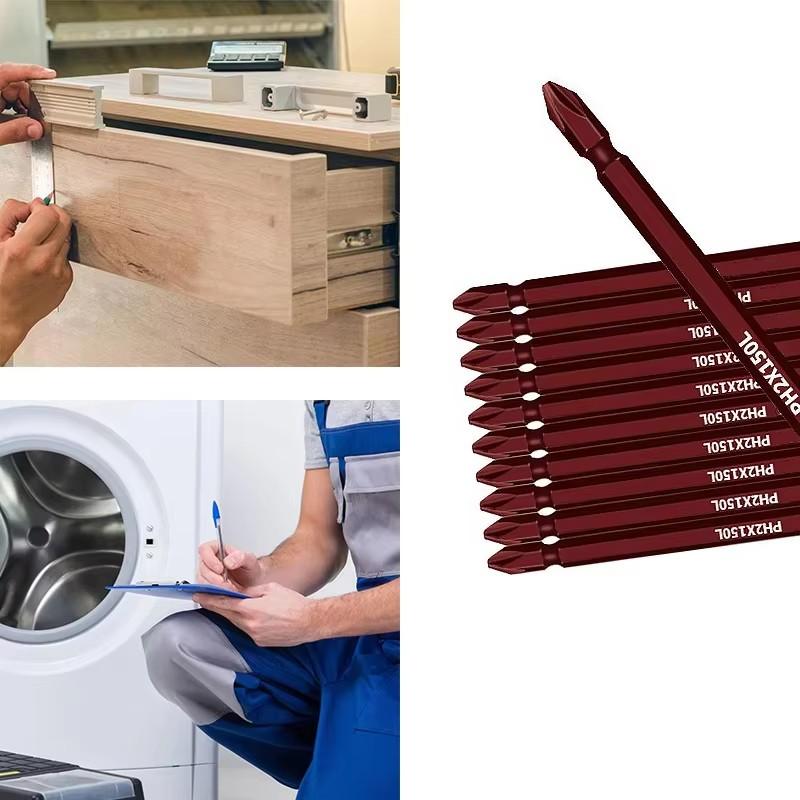 10 Piece Set 50mm-150mm Magnetic Impact Double Head Cross Screw Drill Bit Set Handheld Double Ended Screwdriver Bit