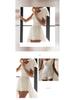 2025 Spring/Summer Women's Strapless White Sequin Mini Dress with Tie-Up Waist and Large Swing Skirt