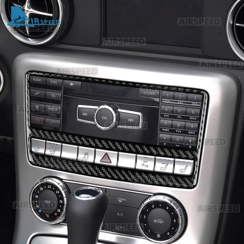 For Mercedes Benz SLK R172 2011 2012 2013 2014 2015 2016 Car Central Control CD Panel Real Soft Carbon Fiber Trim Sticker