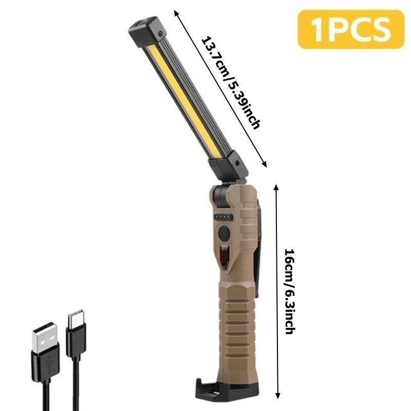 Multifunctional Folding Work Light Portable Camping Type-C Rechargeable Flashlight Built-in Battery Magnetic Lamp for Outdoor Repair Emergency Use