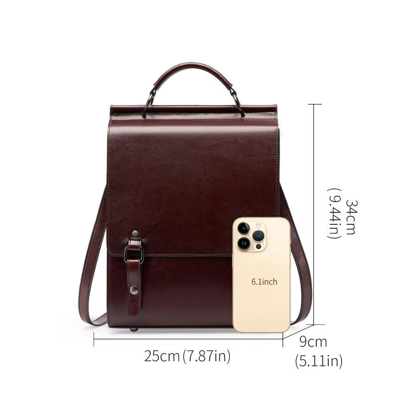 Modische Leder-Rucksacktasche - Elegante Braun/Schwarze Reisetasche