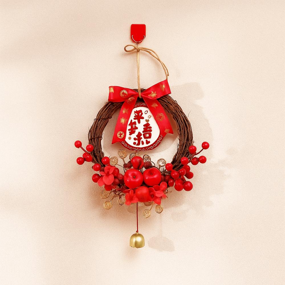 Traditional Chinese New Year Wreath Exquisite Hanging Wreath Farmhouse Style