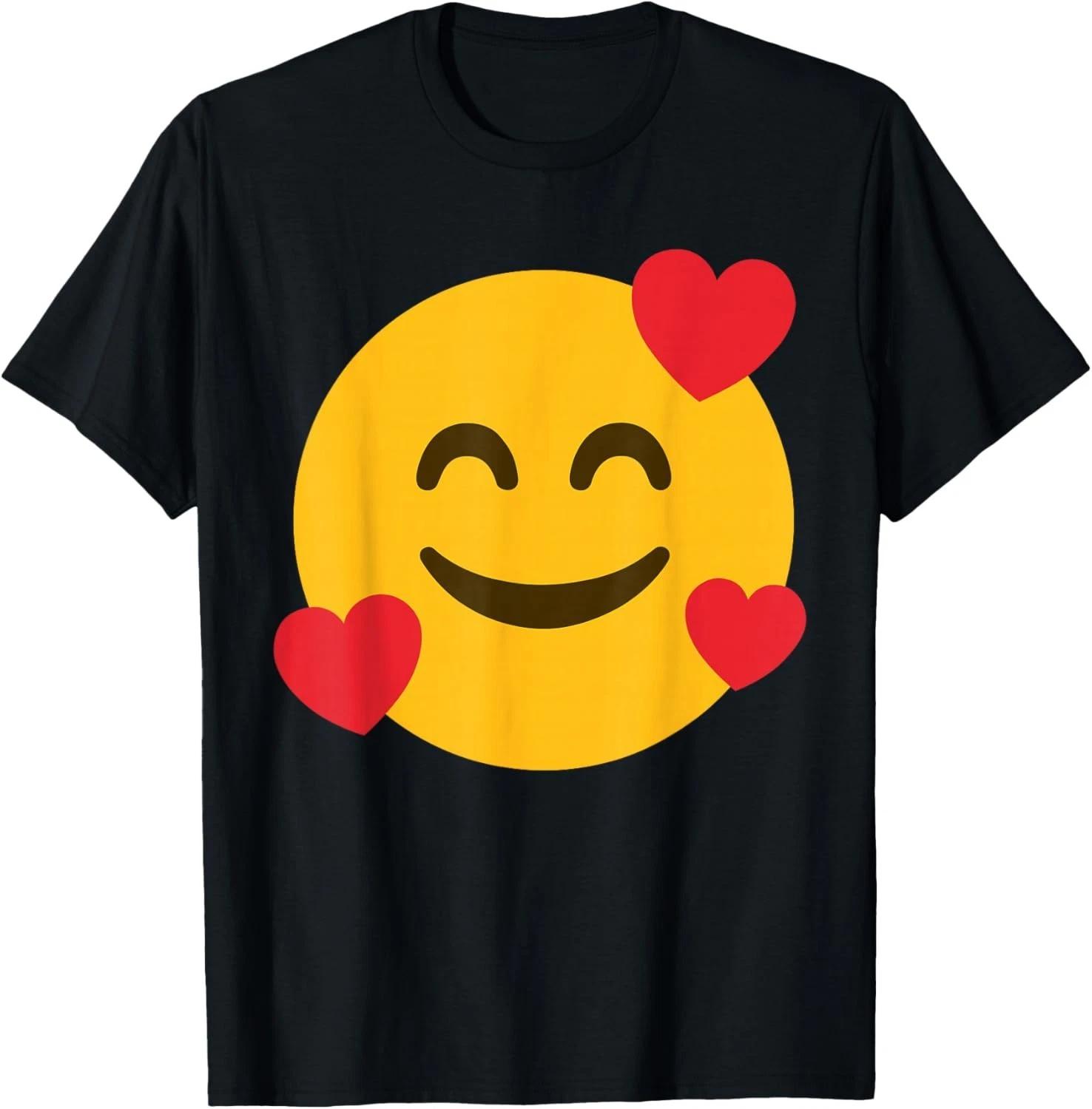 

Funny Emoticon Smiling Grin Face with Floating Hearts Love unisex T-Shirt XL