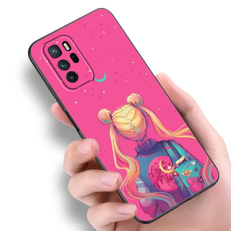 Θήκη Κινητού Σιλικόνης Μαύρη Anime Sailor Moon Για Xiaomi Redmi Note 10 11 11S 12 13 4G 8 9 11T Pro 5G Plus 8T 9S 10S 12S