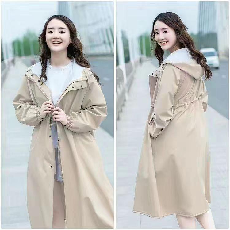 Women's Long Full-Body Windbreaker Raincoat Poncho - Single-Person, Split Type