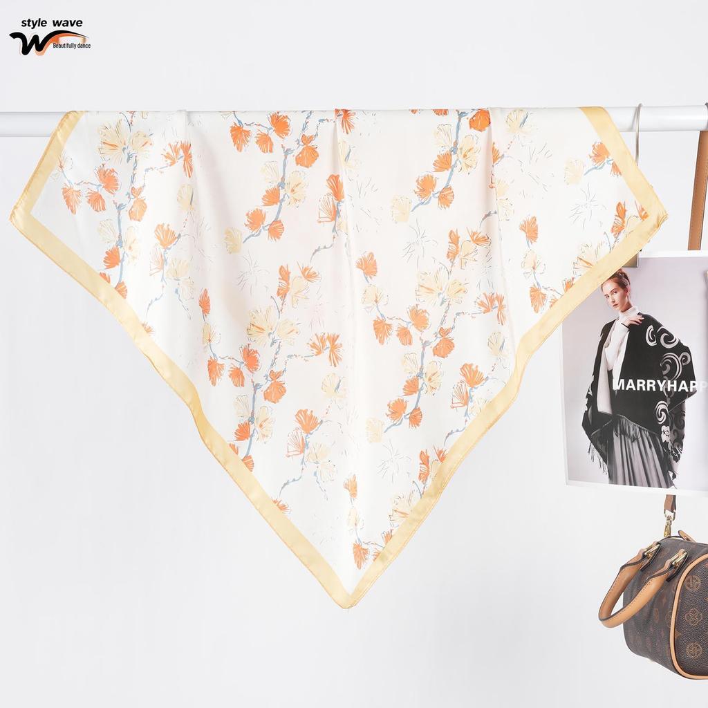 Fresh Pastoral Daisy Print Silk Scarf: Women's Spring/Summer Sun Protection & Versatile Neck Scarf