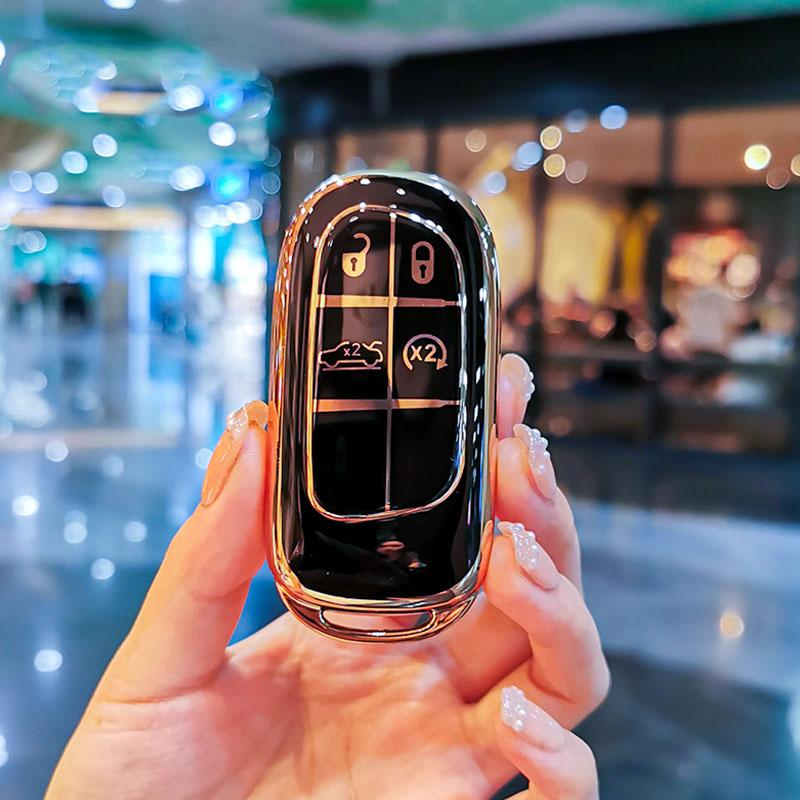 Plating TPU Car Key Cover Case Fob for Jeep Renegade Compass Grand Cherokee for Chrysler 300C Wrangler Dodge Car Accessaries
