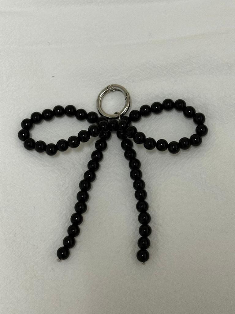 ZAKOL Y2K Coreano Carino Portachiavi con Perle e Fiocco in Perline per Donne Ragazze Ciondolo a Forma di Fiocco in Metallo Accessori Decorativi per Borsa