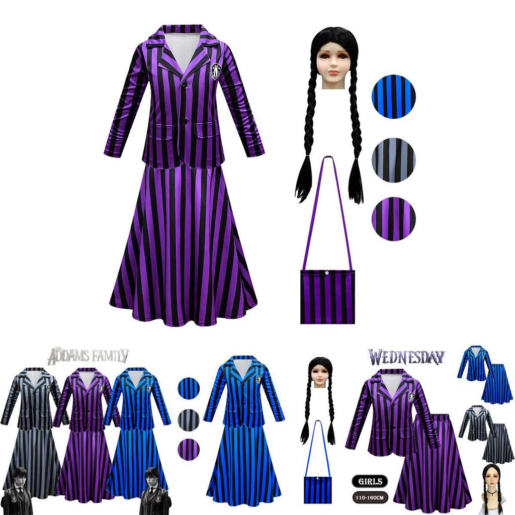 Stylish Wednesday Addams Enid School Uniform Party Dress For Girls
