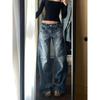 Vintage High Waist Women Džíny Gradient Americká móda Street Jeans Široká noha Džíny Dámské Džínové kalhoty Baggy Džínové kalhoty Velká velikost