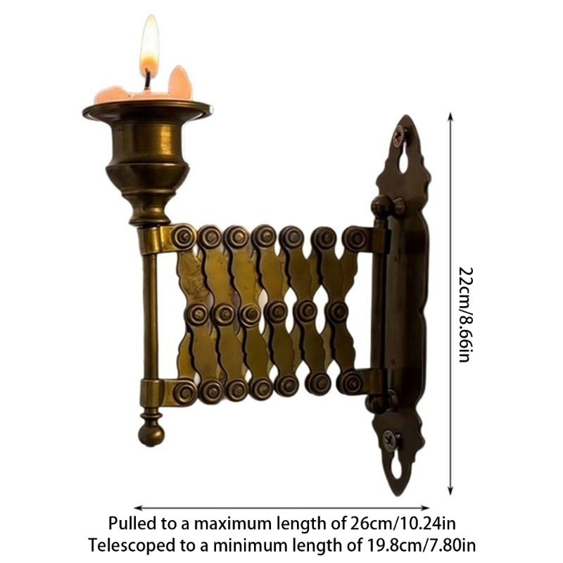 Modern Retractable Taper Candleholder Sconce With Adjustable Length Design For Wall Mount Decorations And Special Event