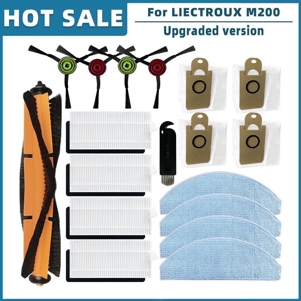 For LIECTROUX M200 Robot Vacuum Cleaner Spare Parts Accessories Main Side Brush Hepa Filter Mop Rag Dust Bag