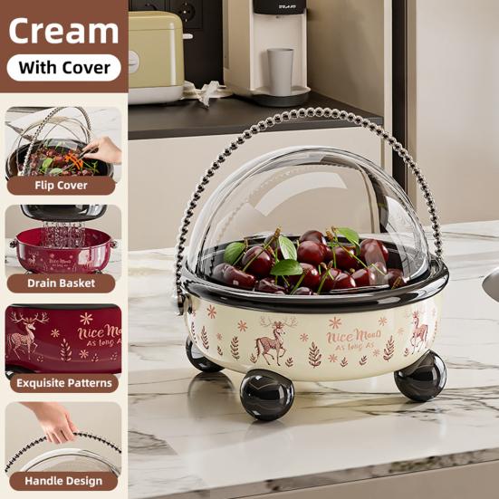 Ovocný talíř s víkem Vestavěná rukojeť Snadno čistitelný Ochranný kryt Sušené ovoce Ořechy Svačiny Předkrmy Podnos Prachotěsná nádoba na svačiny