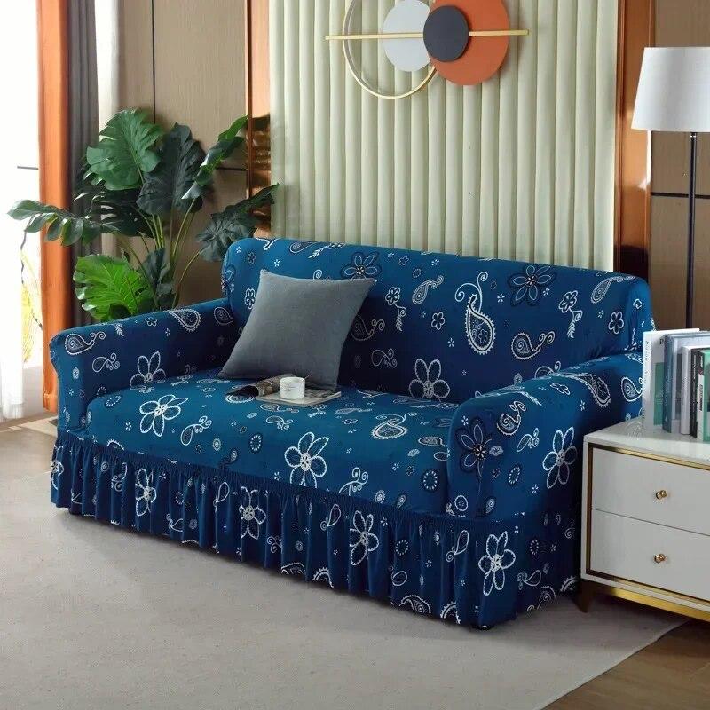Modern Atmosphere Feeling Skirt Edge Sofa Cover Fabric Full Coverage Elastic Sofa Cover Sofa Anti-skid  Dustproof Cover