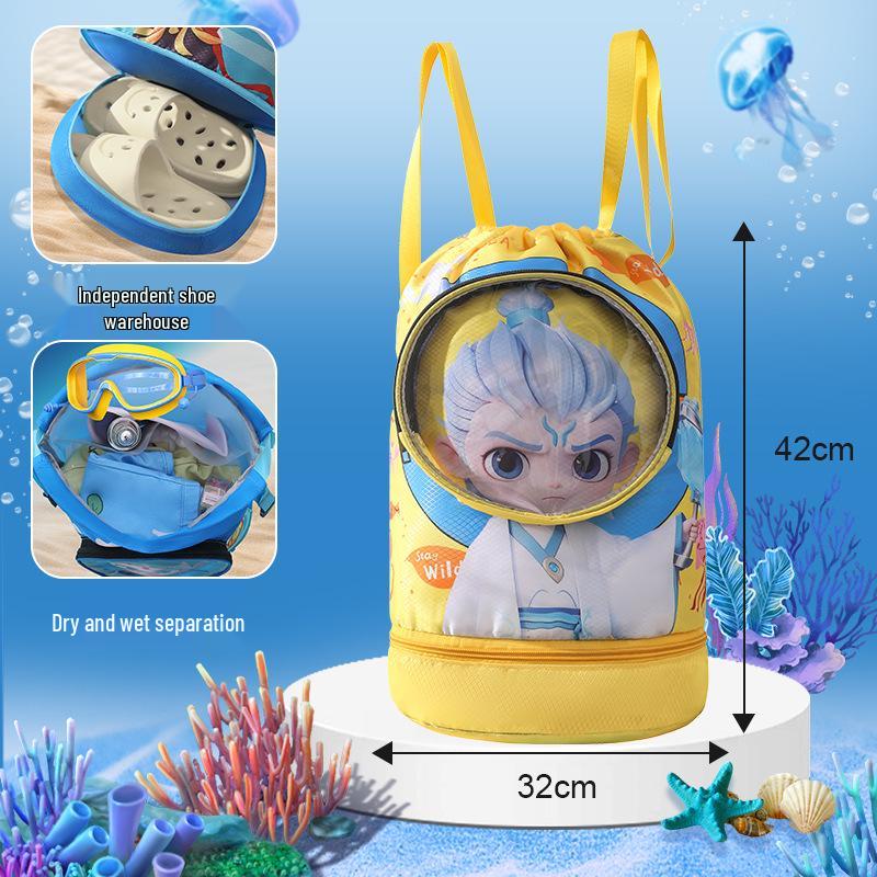 Kinder Wasserdichter Schwimmrucksack: Jungen-Kulturbeutel und Mädchen-Strandtasche mit Trocken-/Nass-Trennung