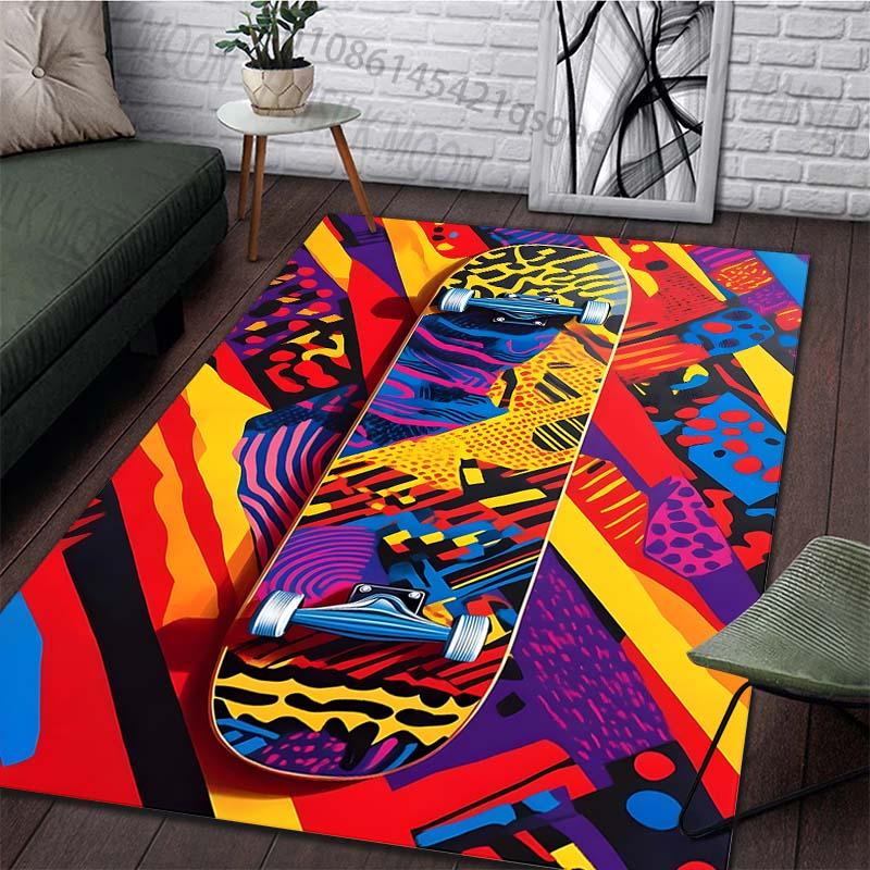 Creative Colorful Skateboard Print Rug Carpets for Bedroom Living Room Sofa Mat Door Mat Dressing Room Rugs Large Size