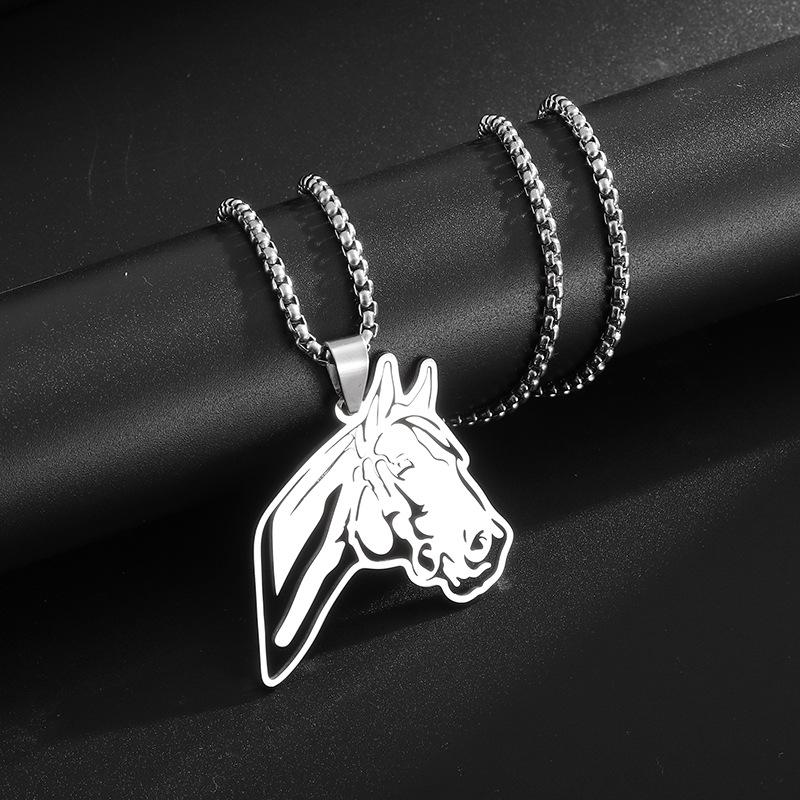 Horse Head Pendant Necklace for Women Mens Stainless Steel Animal Horse Jewelry Necklace Jewelry Jewelry