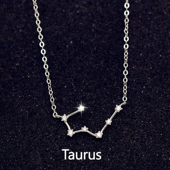 Korean-Style S925 Sterling Silver Inlaid Diamond Zodiac Pendant Necklace for Women