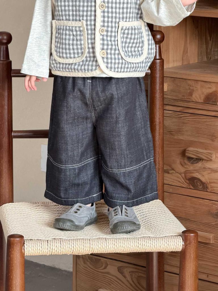 Children's plaid vest jacket baby spring 2026 new children's spring clothes boys denim suit